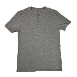 Banana Republic Mens Henley Shirt Small Gray Short Sleeve RK449008MN Space Dye